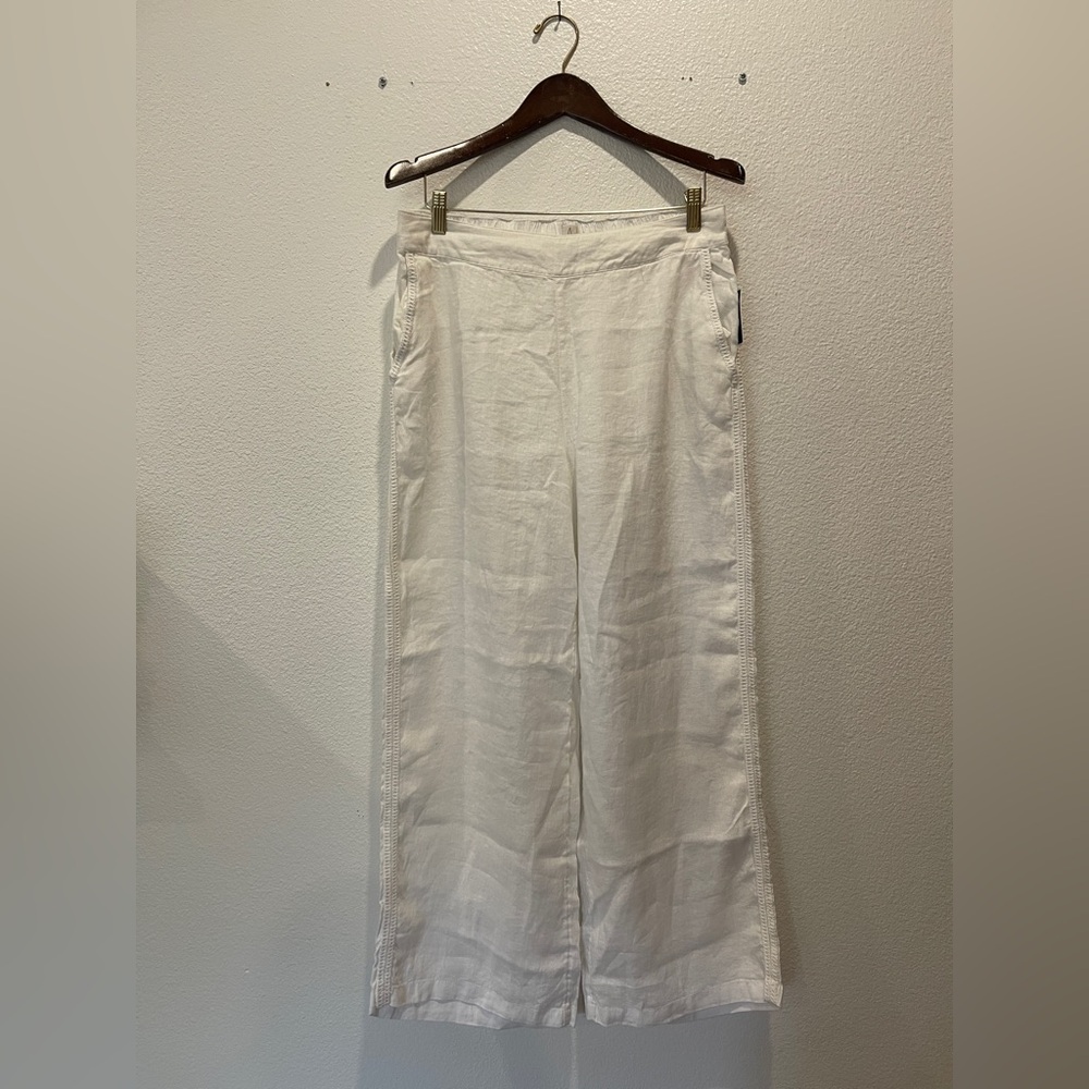 Joie Ivory 100% Linen Pants with Pockets